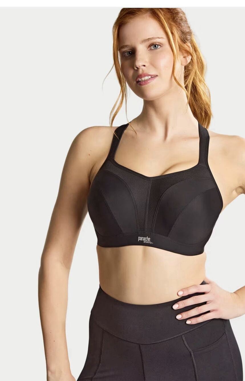 Panache Power Sports Bra 5021 Black High Impact Underwire size 40E 40DD gym